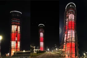 Sabiha Gökçen Çanakkale Zaferi İçin ATC Kulesini Türk Bayrağı Renkleriyle A_20260318_120657_0000