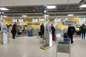 Ryanair check in desk Dublin in 2025.01