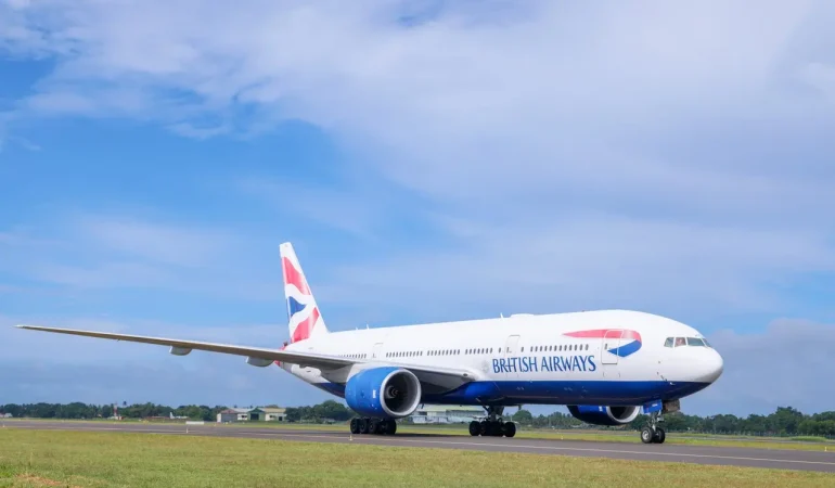 British Airways'in Londra Gatwick–Colombo ilk seferi Sri Lanka'ya iniş yaptı