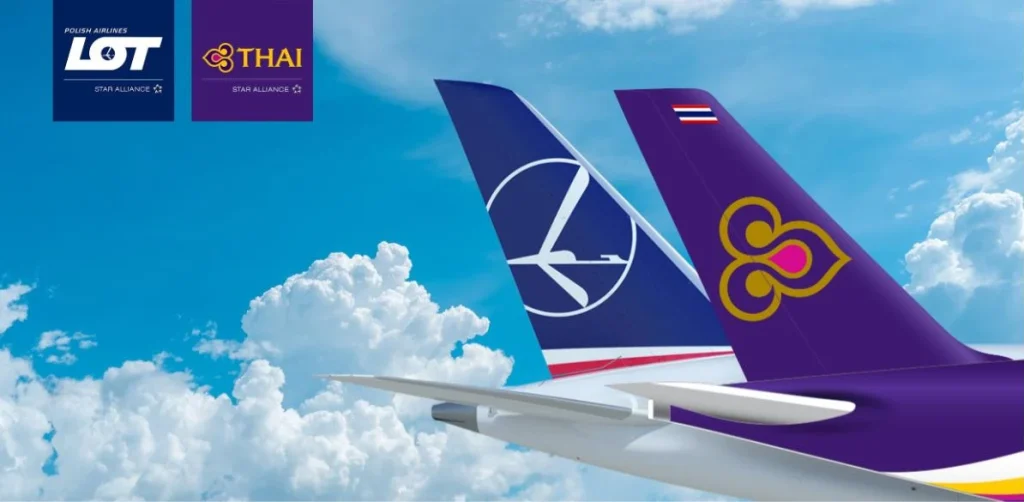 LOT Polonya Havayolları ve Thai Airways kuyruk logoları